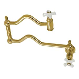 Heritage Wall Mount Pot Filler Faucets in Brushed Brass