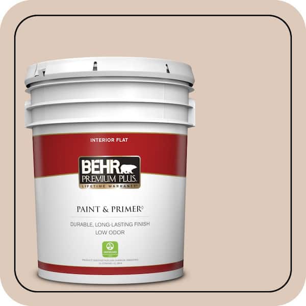 BEHR PREMIUM PLUS 5 gal. #250E-2 Pebbled Courtyard Flat Low Odor Interior Paint & Primer