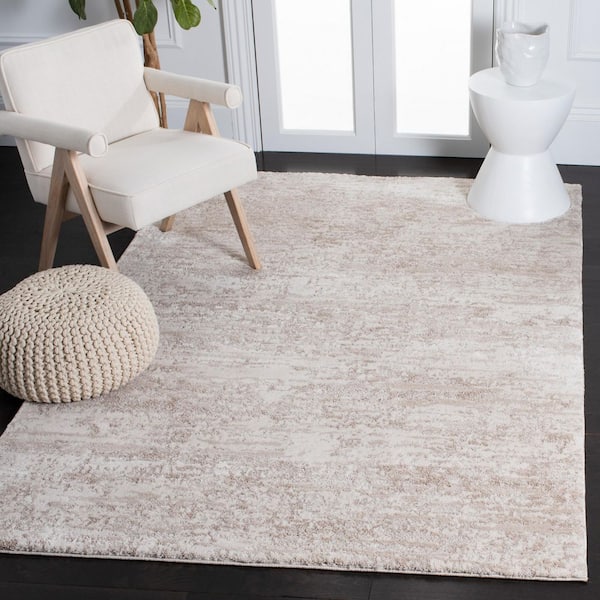 Century 4 ft. x 6 ft. Ivory/Beige Striped Watercolor Area Rug