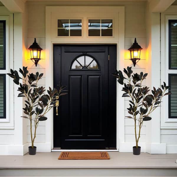 5.9 ft. Artificial Bonsai Iron Tree-Bendable Purple & Black Faux Plant for Modern Home Decor