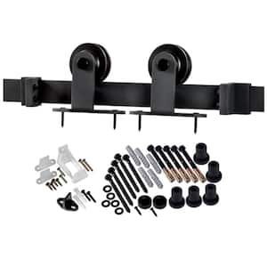 78-3/4 in. Matte Black Top Mount Barn Door Hardware Kit