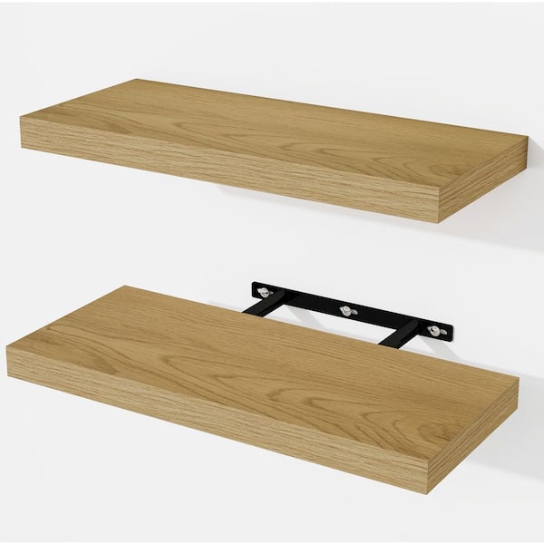 Unbranded 15 in. W x 6 in. D Natural Oak Wood Floating Shelves for Wall Decorative Wall Shelf