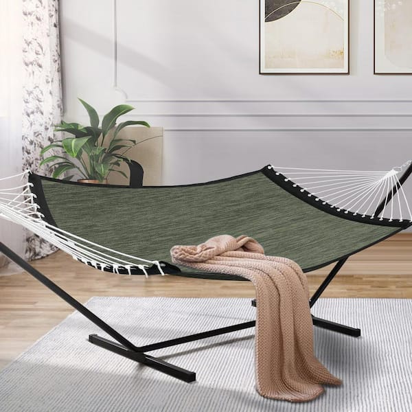PATIOGUARDER Outdoor 2-person Quick Dry Olefin Fabric Hammock in Dark Green