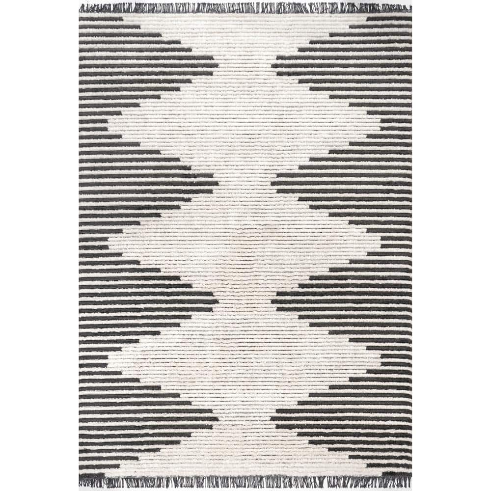 Morgan Contemporary Diamond Soft Shag Fringe Beige 8 ft. x 10 ft. Indoor Area Rug price history on PriceWatchPro