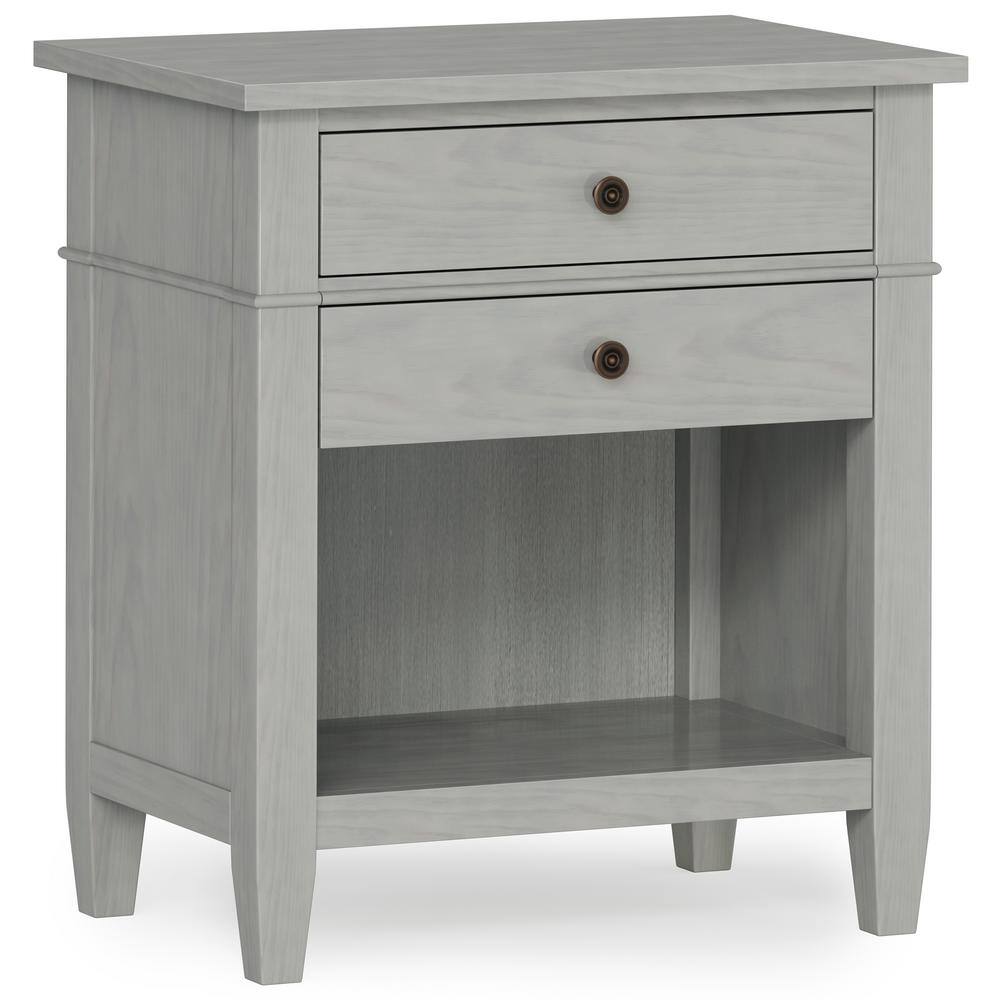 Carlton Fog Grey Solid Wood 2-Drawer Nightstand
