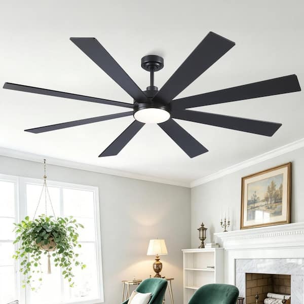 72 in. Dimmable LED Indoor/Outdoor Black Smart Modern Ceiling Fan Downrod with Light and Remote