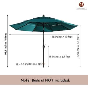 10 ft. Aluminum Pole Outdoor Market Tilt Patio Umbrella 3-Tiers Vented Umbrella in Turquoise