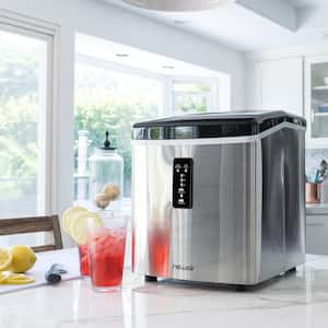 Portable 28 lb. of Ice a Day Countertop Ice Maker BPA Free Parts with 3 Ice Sizes and Ice Scoop - Stainless Steel