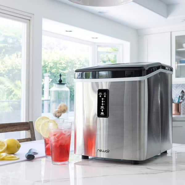 Portable 28 lb. of Ice a Day Countertop Ice Maker BPA Free Parts with 3 Ice Sizes and Ice Scoop - Stainless Steel