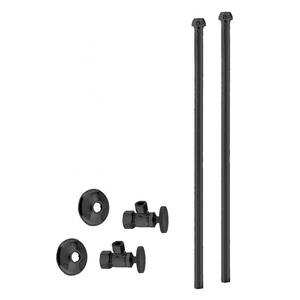 5/8 in. x 3/8 in. OD x 20 in. Bullnose Faucet Supply Line Kit with Round Handle Angle Shut Off Valve, Matte Black