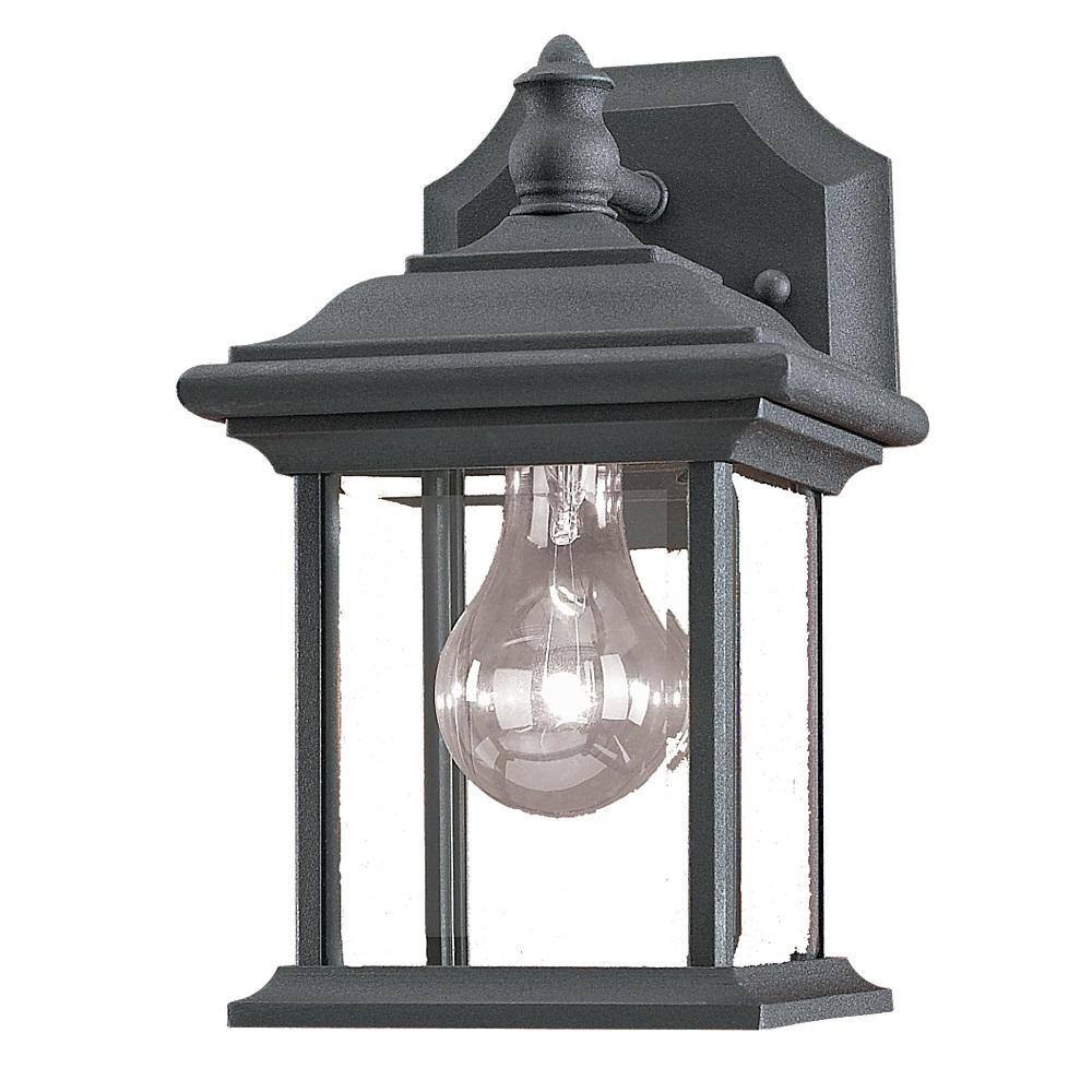 Black Clear Beveled Glass Outdoor Wall Lantern Sconce