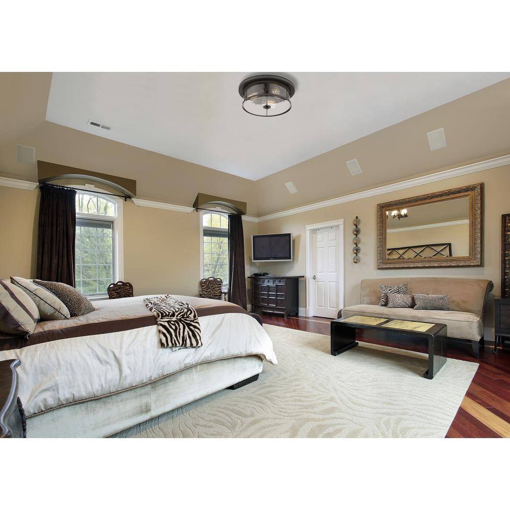 Bronze and Glass 15.75'' Flush Mount Ceiling Light