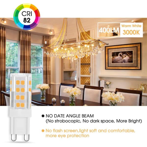 4-Watt, 40-Watt Equivalent G9 Non-Dimmable LED Light Bulb, Warm White 3000K (5-Pack)