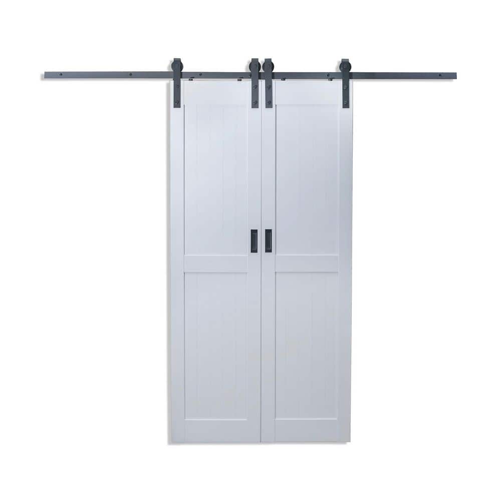 42 in. x 84 in. 2-Panel White Smooth PVC Vinyl Double Sliding Barn Door with Hardware Kit price history on PriceWatchPro
