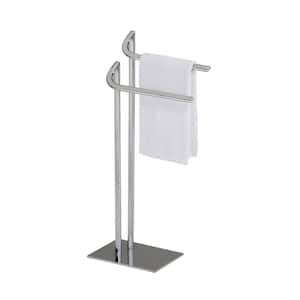 SignatureHome Chrome Finish Material Metal Freestanding Towel Rack with 2 Towel Holders Size: 7.88"W x 15.75"L x 32.75"H