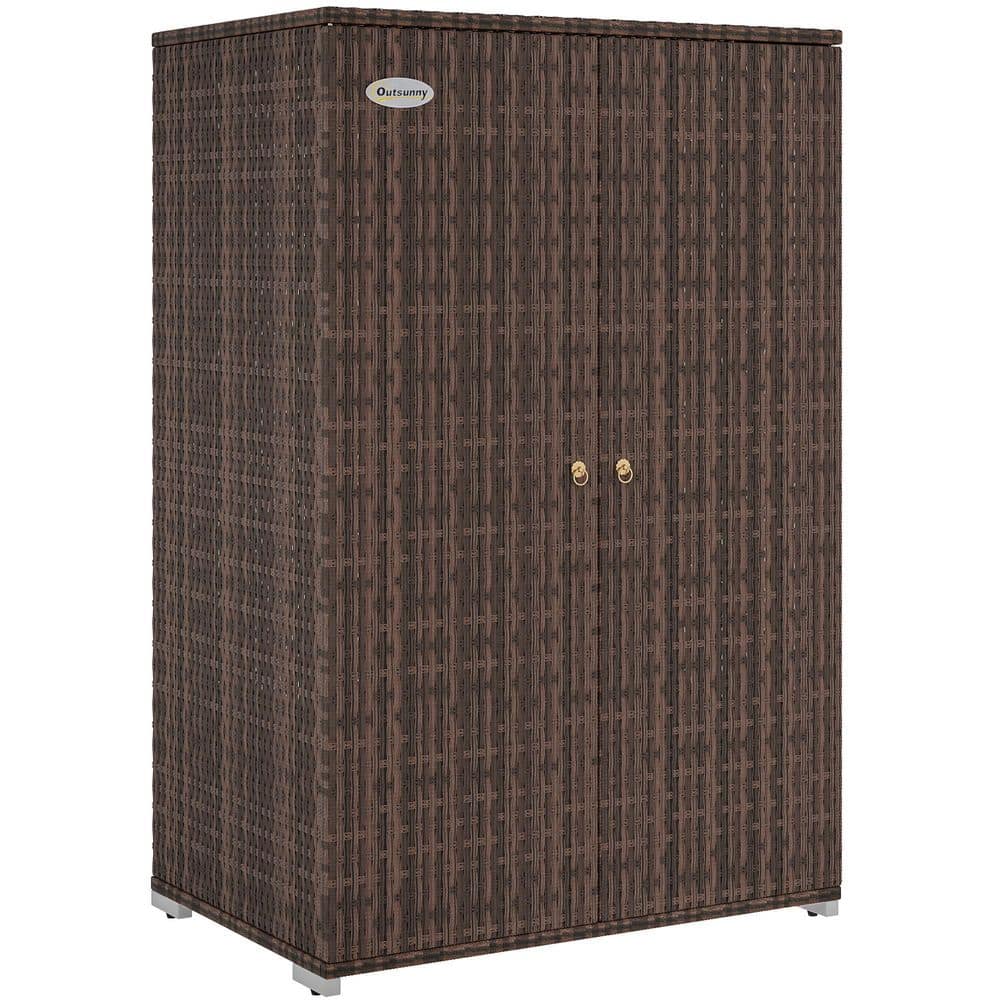23.6 in. W x 31.5 in. D x 47.2 in. H Wicker Outdoor Storage Cabinet with Sh