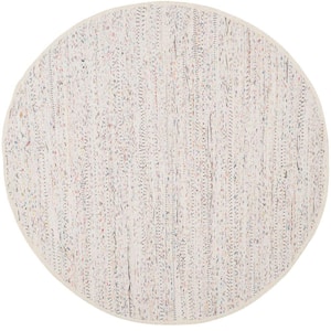 Rag Rug Ivory/Multi 4 ft. x 4 ft. Round Striped Gradient Area Rug