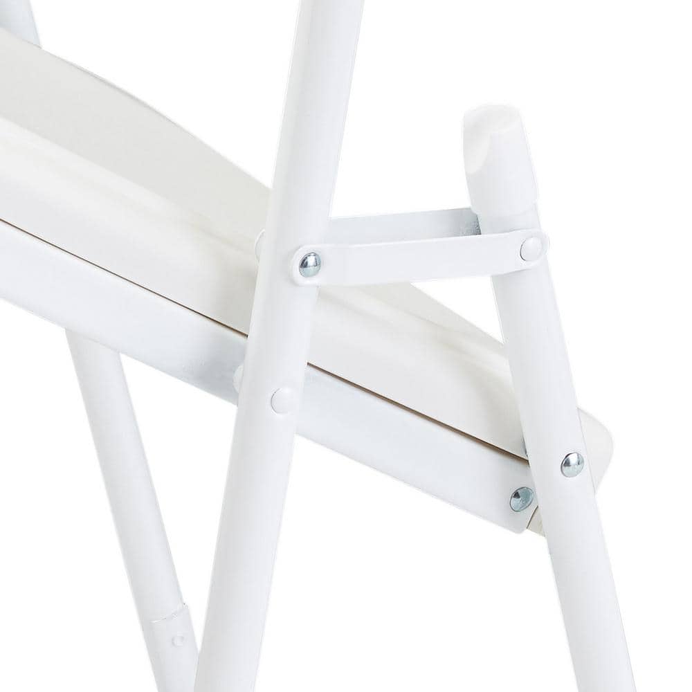 Bright White Metal Armless Stacking Reception Chair Set