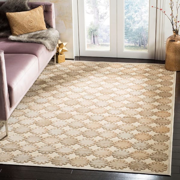 Martha Stewart 3 ft. x 5 ft. Stone/Cream Geometric Burst Area Rug