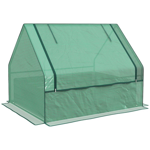 INNOBULE Metal Raised Steel Garden Bed with Mini Greenhouse, with Cover, for Herbs and Vegetables in Green