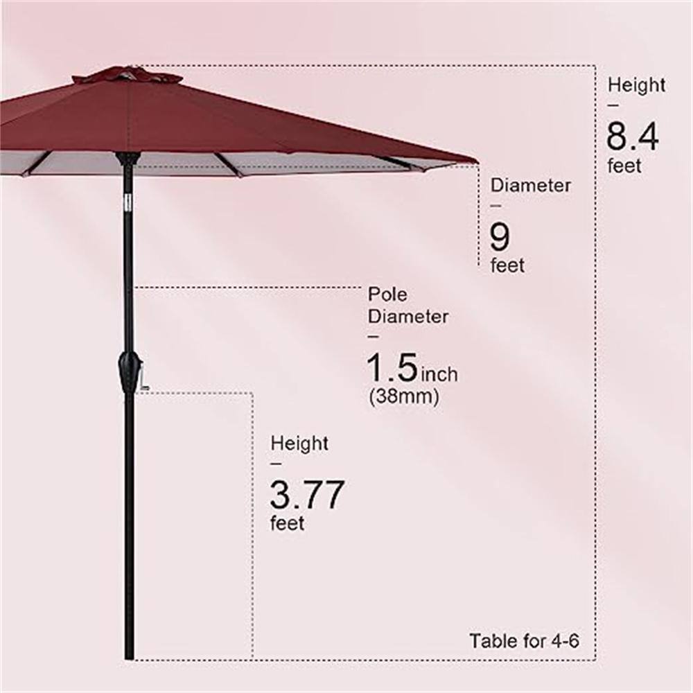9 ft. Red Aluminum Market Patio Umbrella with Crank and Tilt