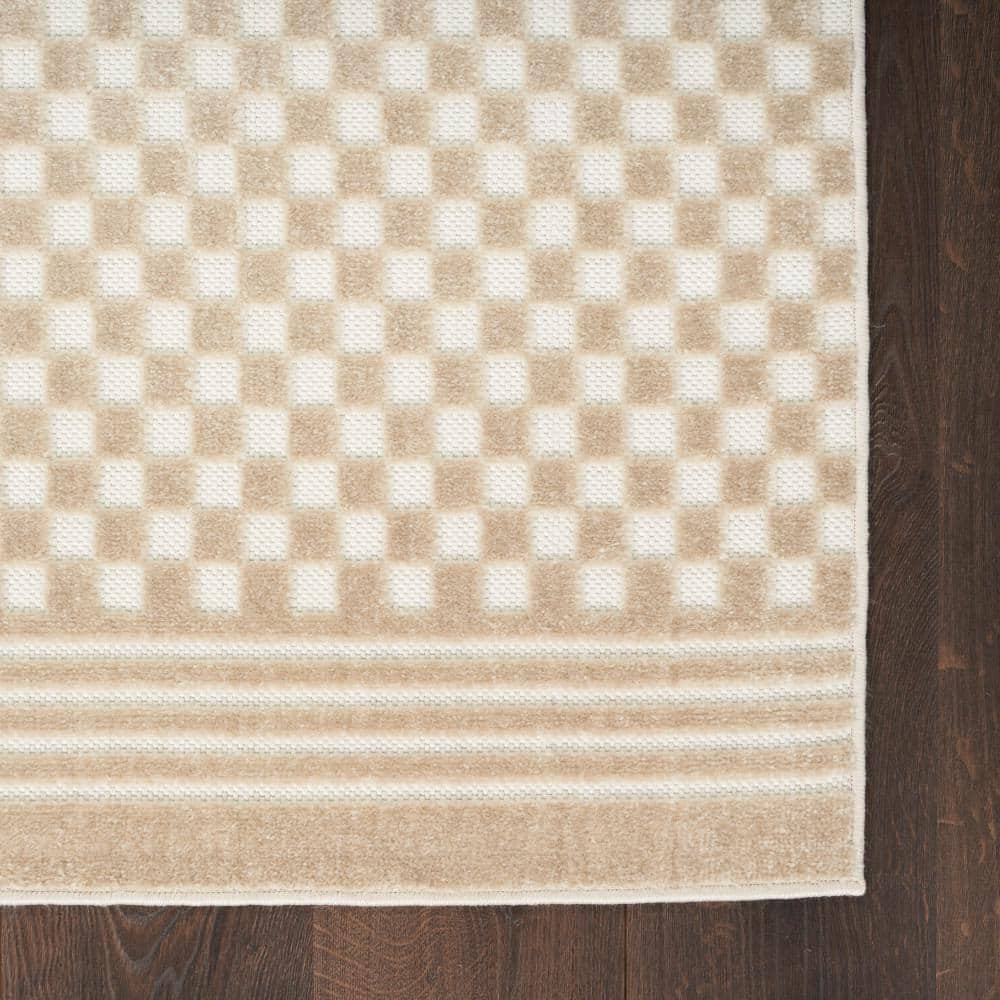 Beige Synthetic Rectangular 5' x 7' Modern Area Rug