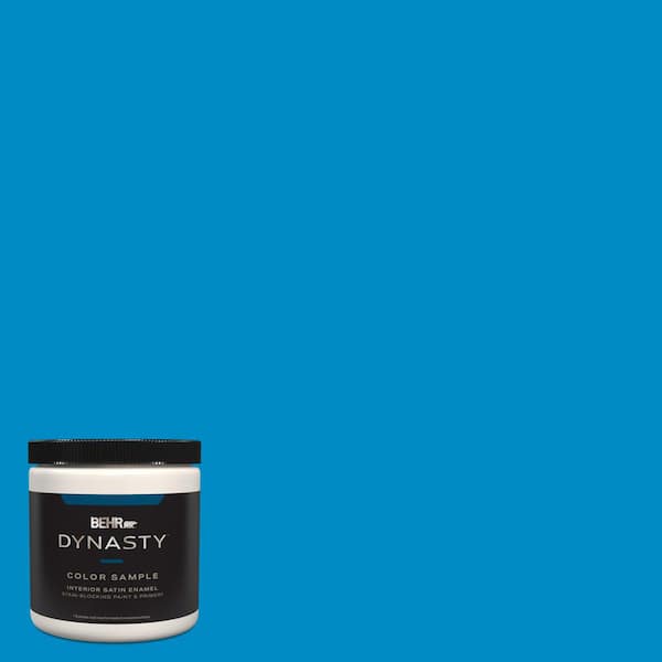 BEHR DYNASTY 8 oz. #MQ4-57 Celebration Blue One-Coat Hide Satin Enamel Stain-Blocking Interior/Exterior Paint and Primer Sample
