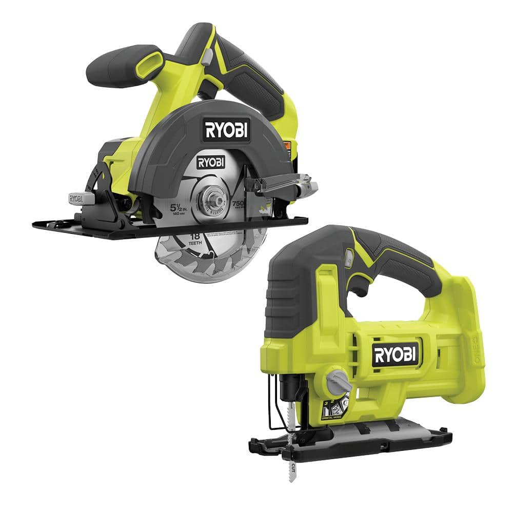 ONE+ 18V Cordless 2-Tool Combo Kit with 5 1/2 in. Circular Saw and Jig Saw (Tools Only) -  RYOBI, PCL500PCL525