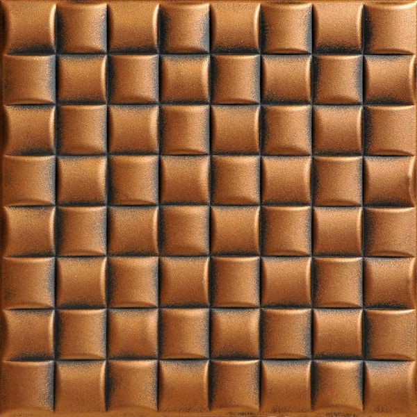 A La Maison Ceilings Cobblestone Antique Bronze 1.6 ft. x 1.6 ft. Decorative Foam Glue Up Ceiling Tile (21.6 sq. ft./case)
