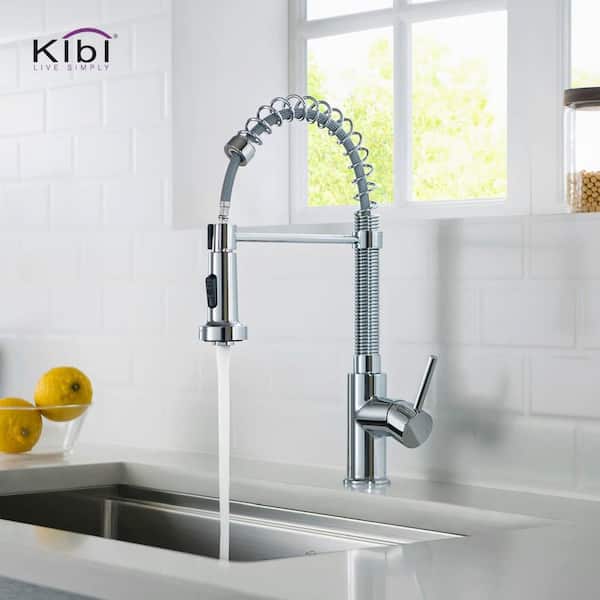 17 in. H Single Hole 1.8 GPM Pull Down Sprayer Kitchen Faucet with 360° Spout Swivel in Chrome