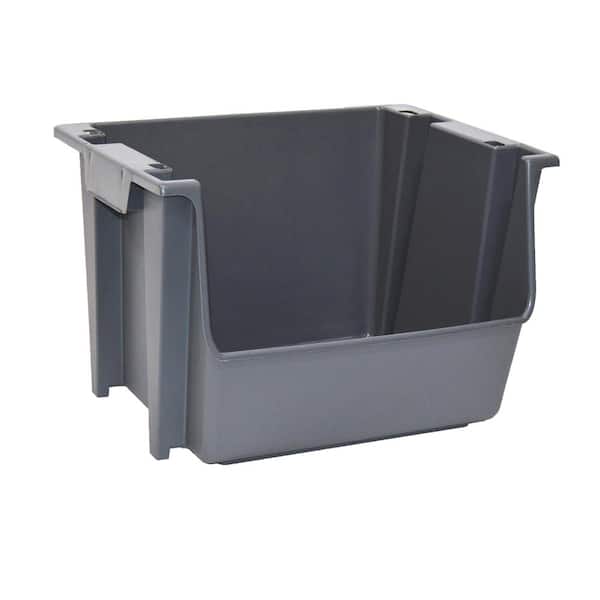 United Solutions 5 Gal. Gray Large Nesting/Stacking Bin (Case of 6)