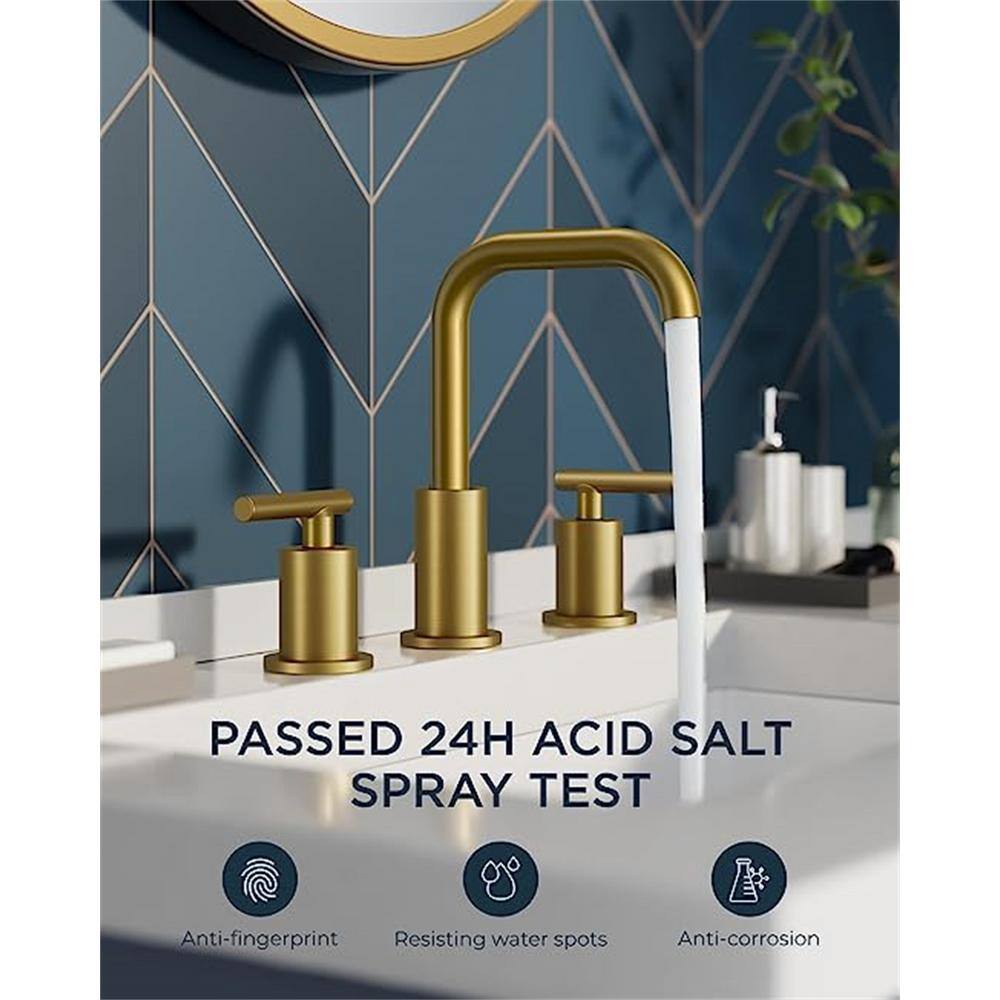 Brushed Gold Brass 8-Inch 2-Handle Bathroom Faucet Set