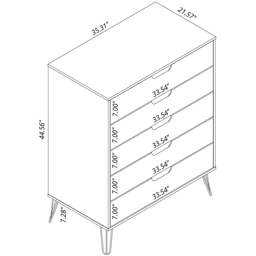 White Mid-Century Modern 5-Drawer Tall Dresser