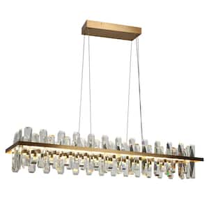 Combrocollia 1-Light Integrated LED Plating Brass Island Chandelier with Crystal Strips