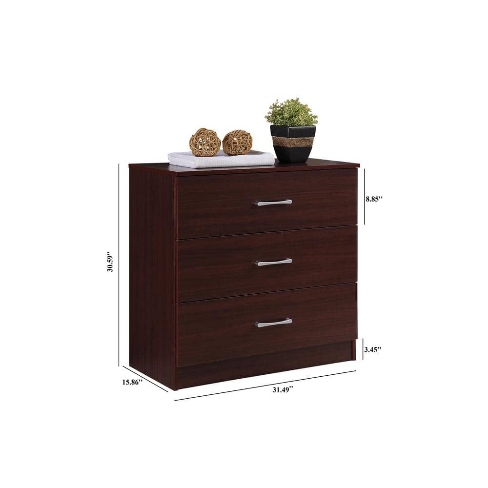 Mahogany 3-Drawer Chest with Dovetail Joinery
