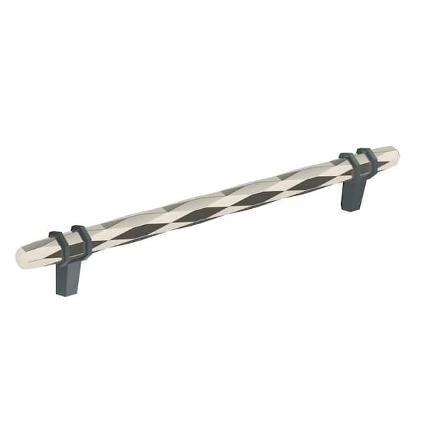 Amerock London 8 in. (203mm) Modern Polished Nickel/Black Bronze Bar Cabinet Pull