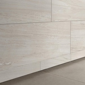 Malahari White Bullnose 3 in. x 24 in. Lappato Porcelain Wall Tile (44 lin. ft./Case)