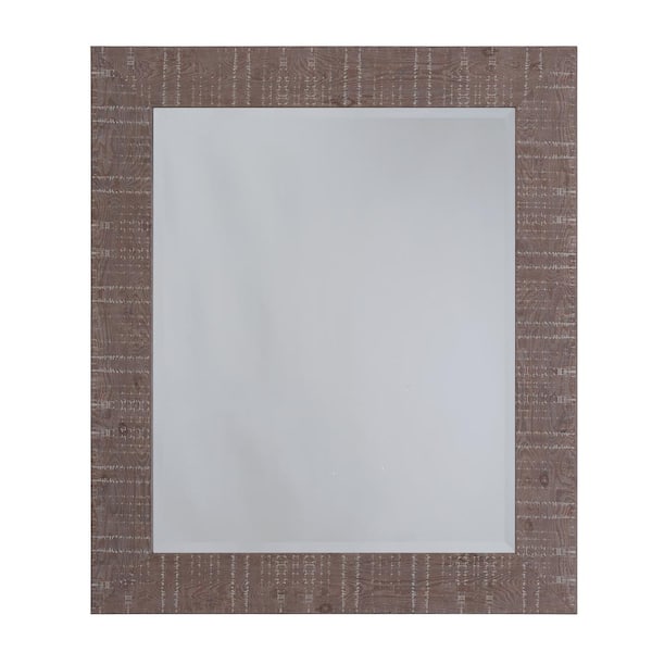 Yosemite Home Decor Medium Rectangle Shallow Brown Texture Beveled Glass Casual Mirror (27 in. H x 23 in. W)