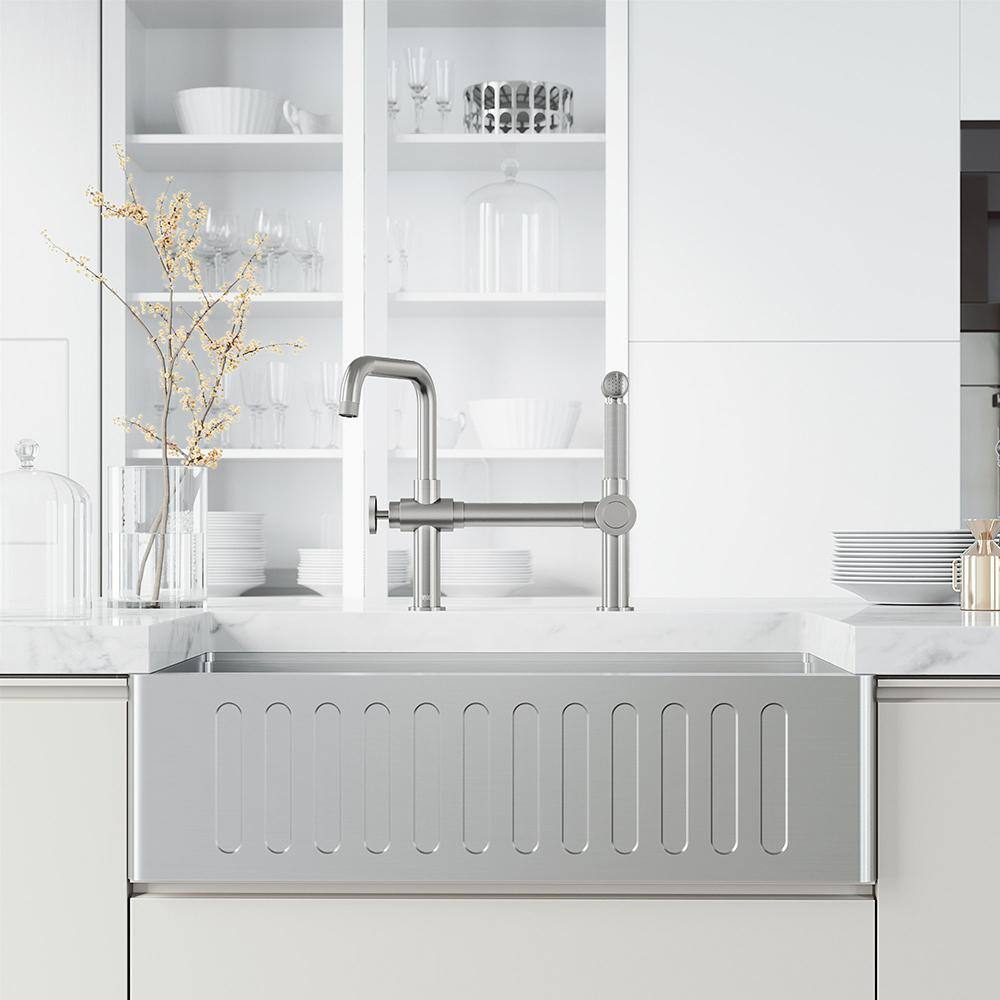 Cass Stainless Steel High-Arc Kitchen Faucet with Pull-Out Sprayer