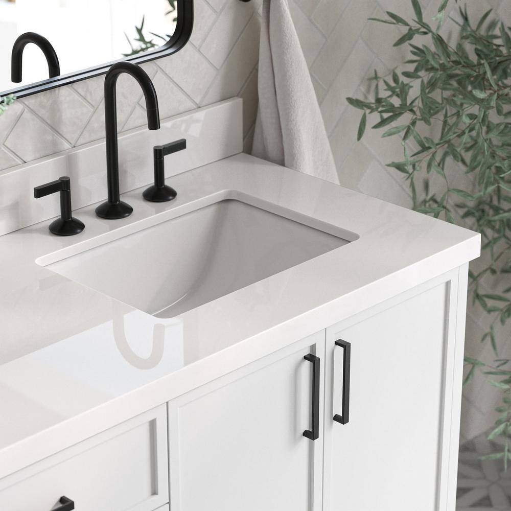 Kelly 73" White Wood Double Sink Vanity with Quartz Top