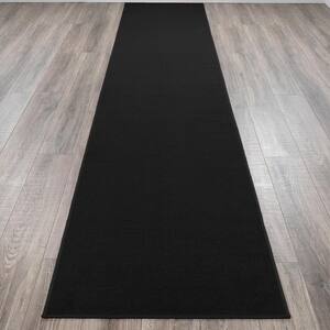 Ottohome Collection Non-Slip Rubberback Modern Solid Design 3x12 Indoor Runner Rug, 2 ft. 7 in. x 12 ft., Black