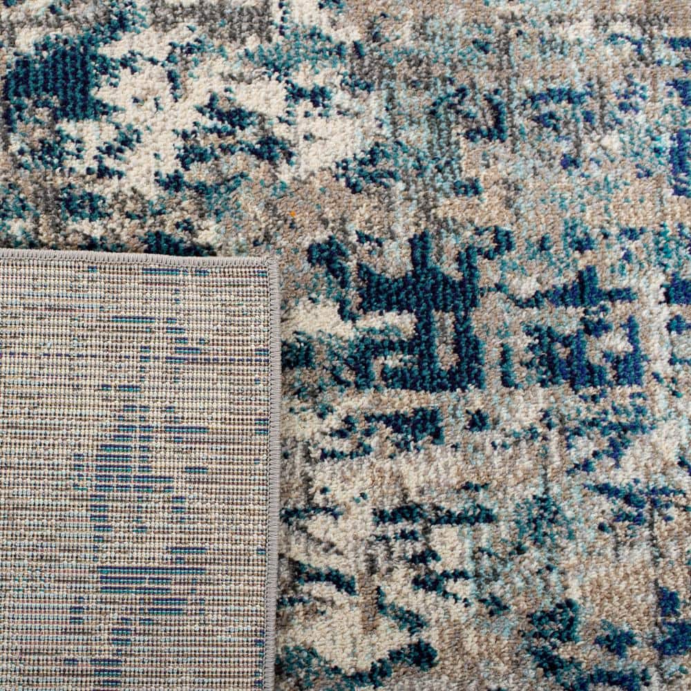 Madison 9' Square Gray and Blue Abstract Synthetic Rug
