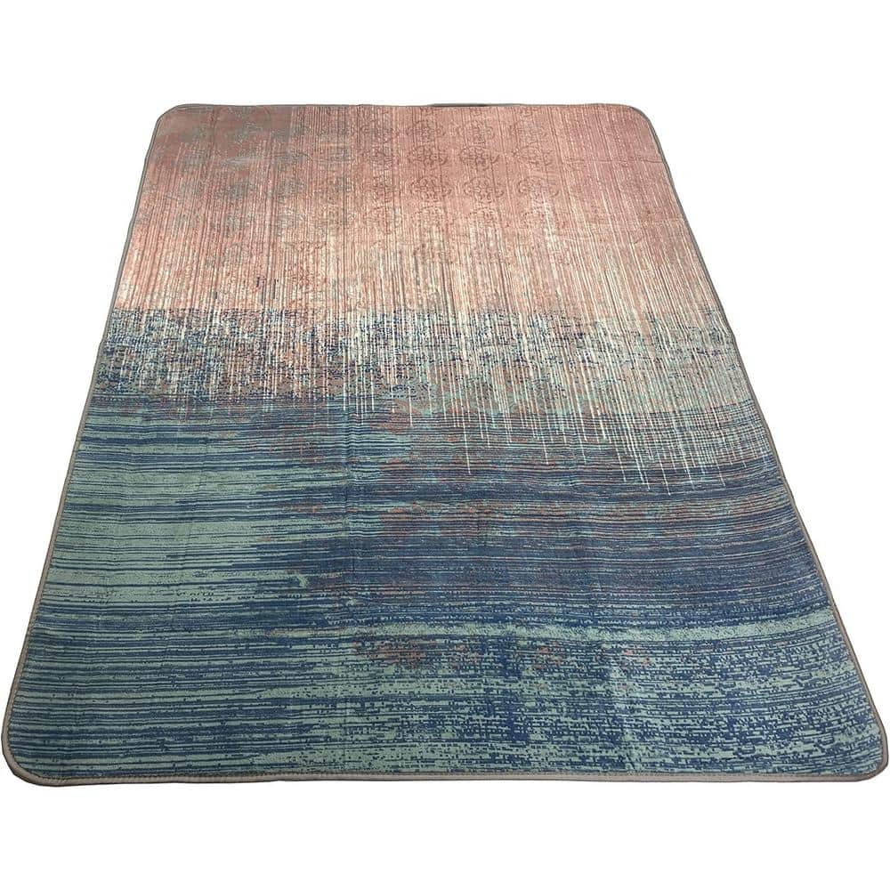 RugStylesOnline Blanket Series Stripes Blue Multicolor 5 ft. x 7 ft ...