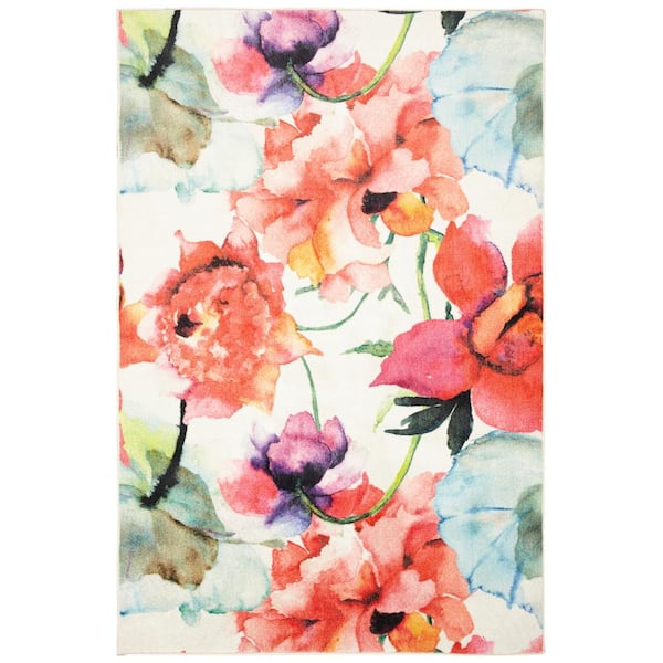 Mohawk Home Watercolor Bouquet Cream 8 ft. x 10 ft. Floral Area Rug