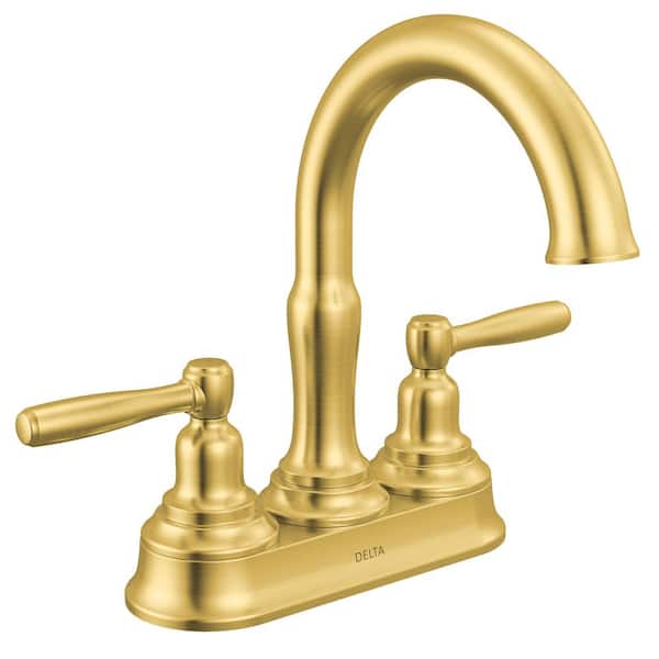 Roe 4 in. Centerset Double Handle Bathroom Sink Faucet in Brushed Gold