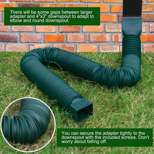 NUOBESTY 2-Pack Plastic Rain Gutter Downspout Elbow Connector – Square-to-Round Adapter, 90° Bend, For Outdoor Roof Rainwater Drainage Systems