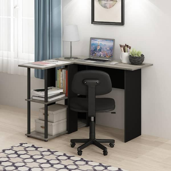 furinno abbott corner computer desk with bookshelf