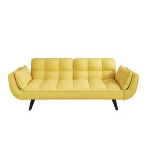 74 in. Yellow Velvet Twin Sofa Bed