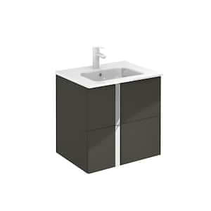 Onix 24 in. W x 18 in. D Bath Vanity in Anthracite with Vanity Top in White with White Basin