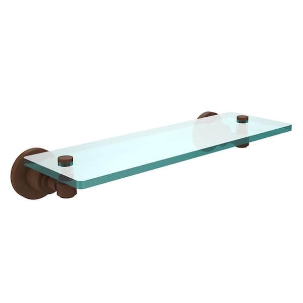 Allied Brass Washington Square 16 in. L x 3 in. H x 5 in. W Clear Glass Vanity Bathroom Shelf in Antique Bronze